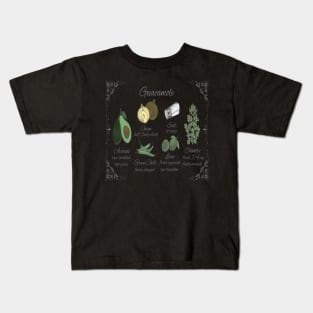 How to make guacamole recipe illustrated ingredients mexican food authentic guac recipe Kids T-Shirt